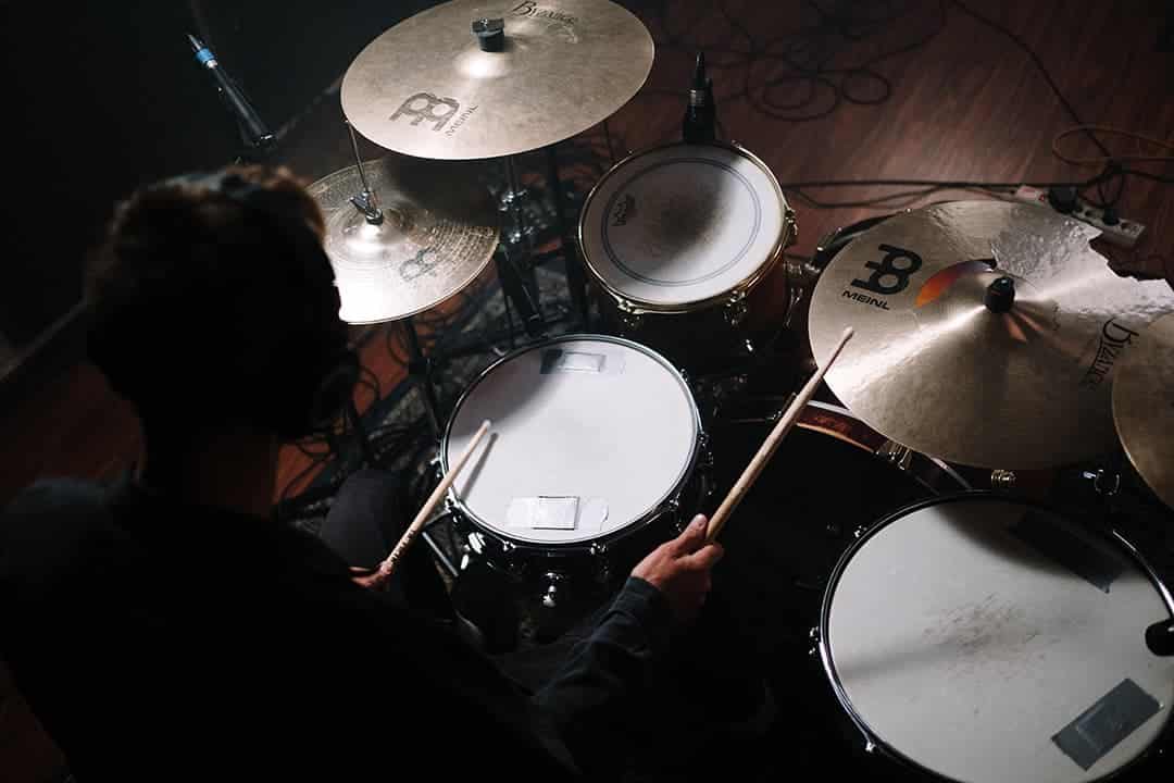 Overhead shot of playing drums
