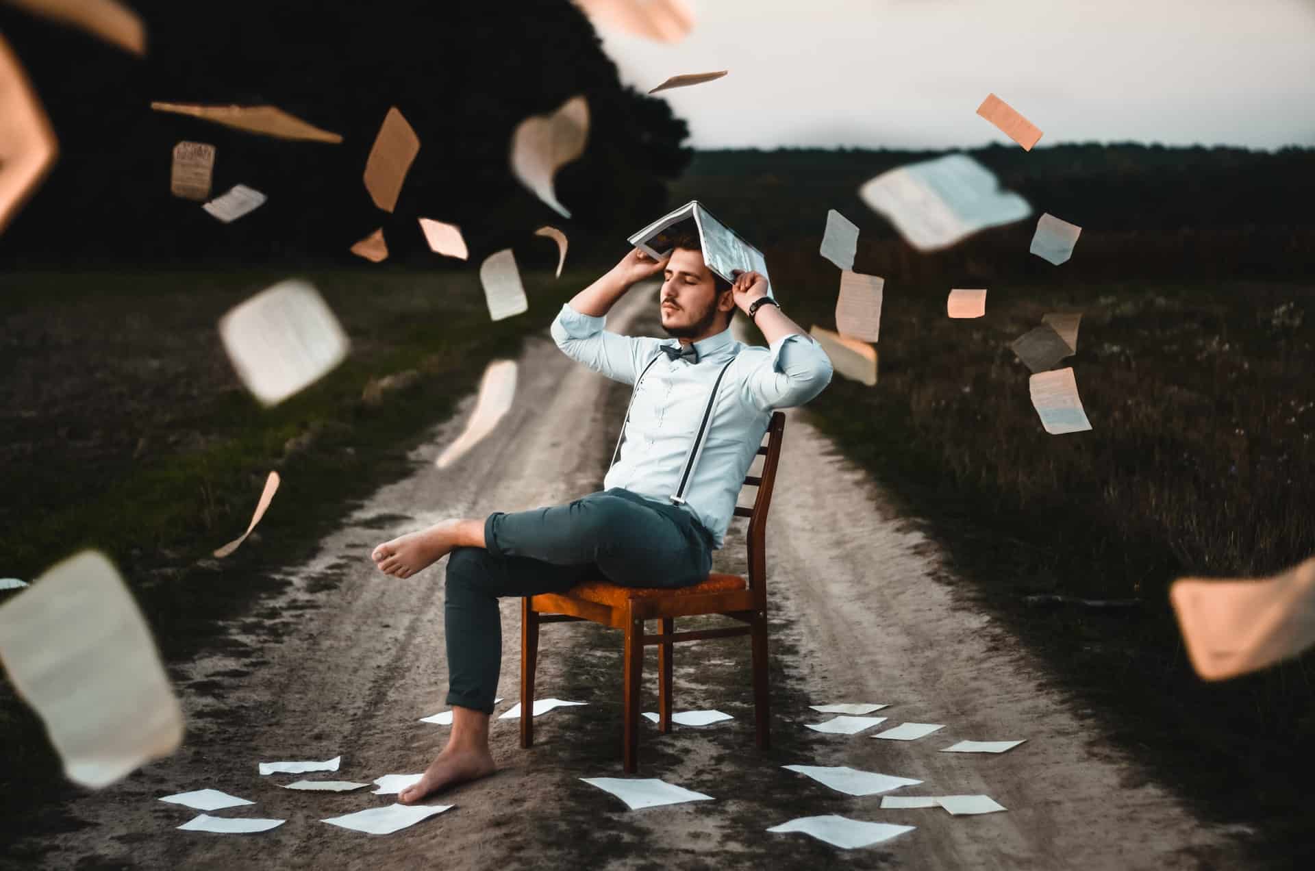 Test Person with Books and Papers Everywhere Test Person with Books and Papers Everywhere