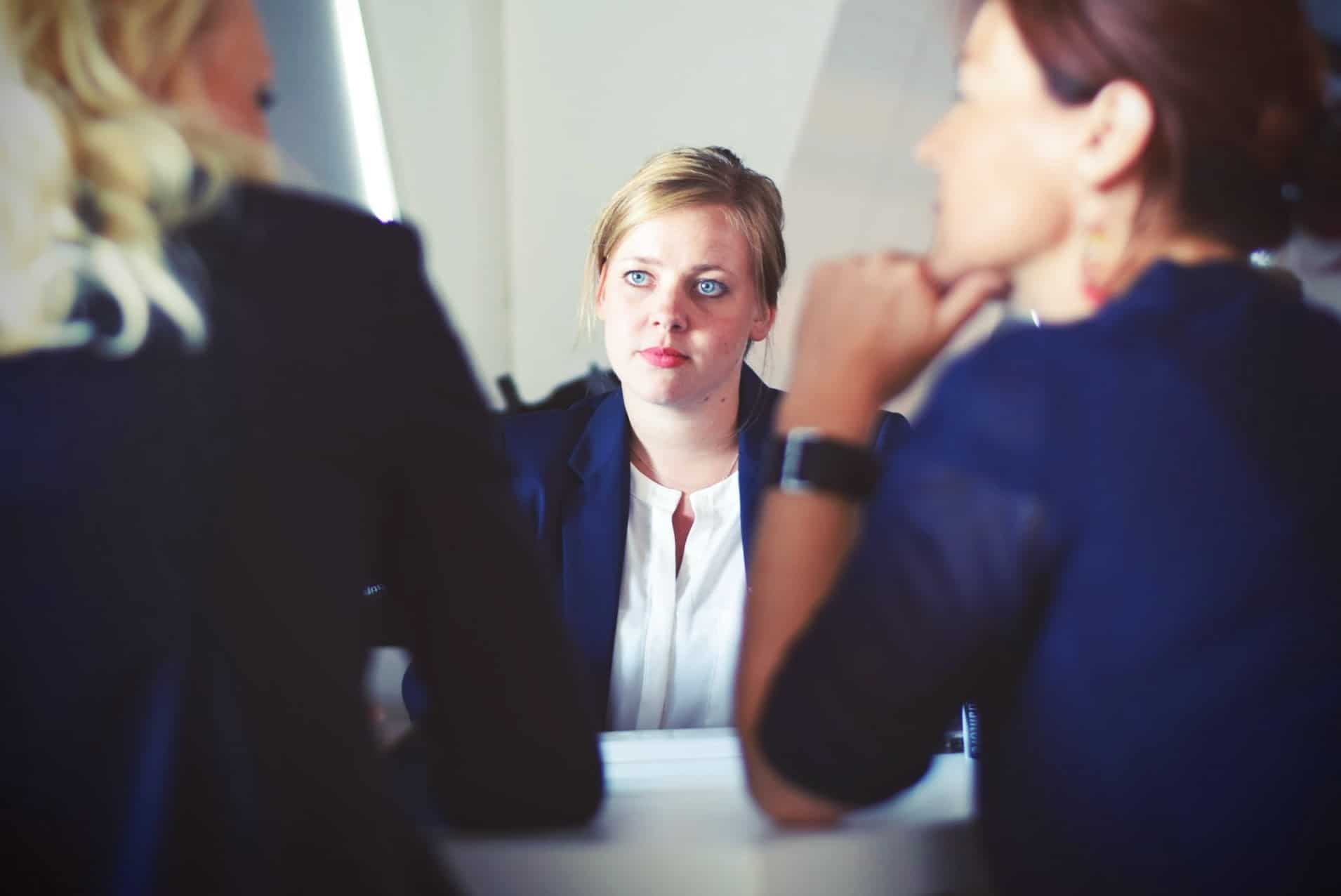 Three Professionals Thinking Talking Three Professionals Thinking Talking