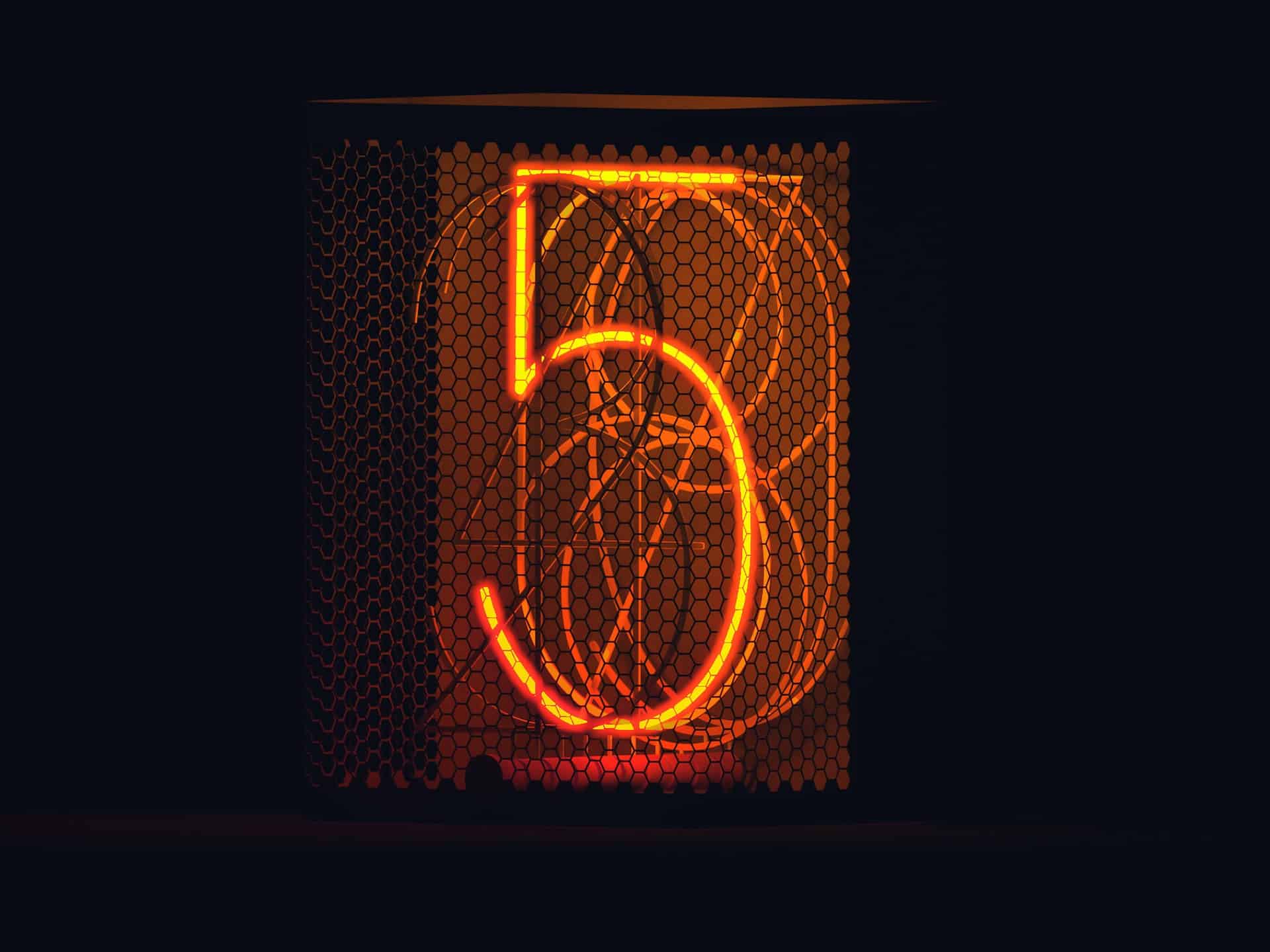 Five 5 Neon Sign