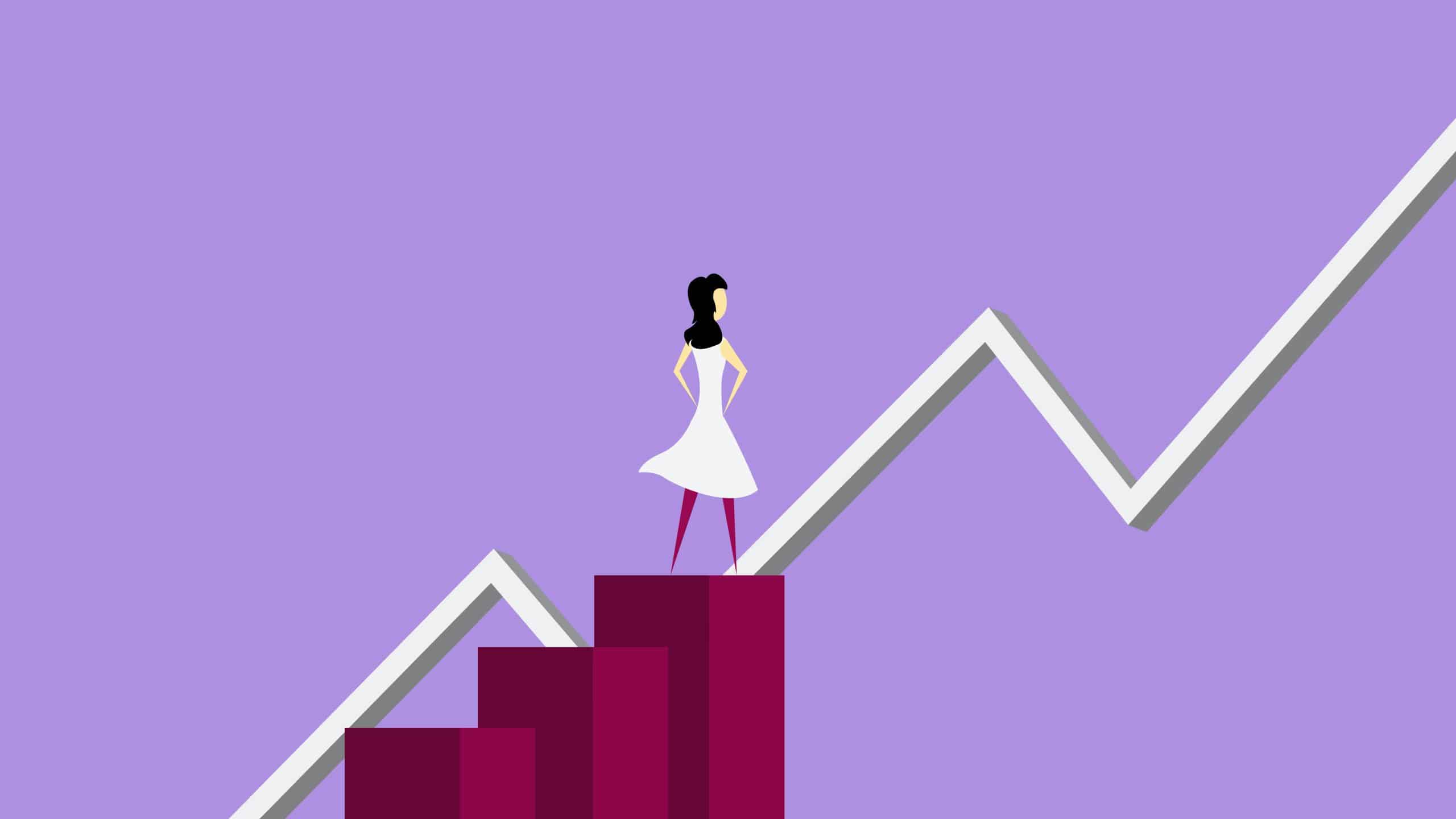 rising chart woman graph rising chart woman graph