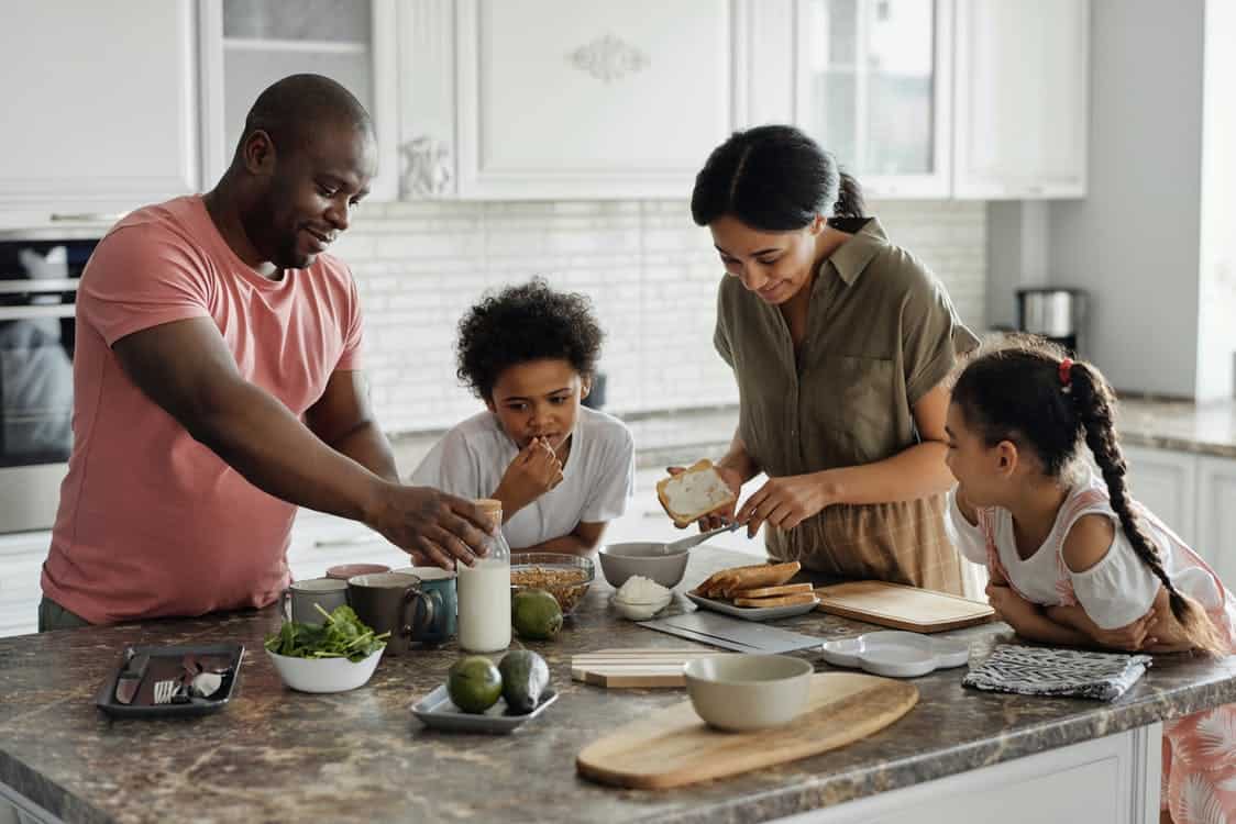 Family kitchen home together