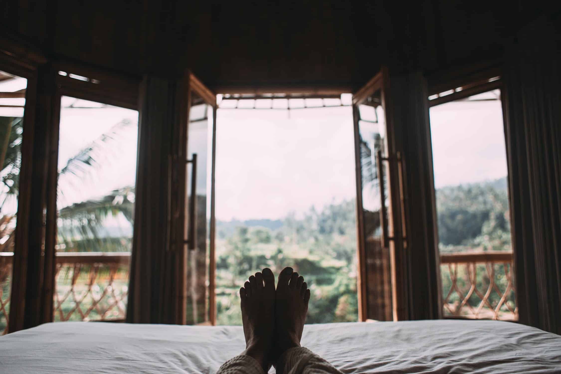 Vacation rest feet open doors
