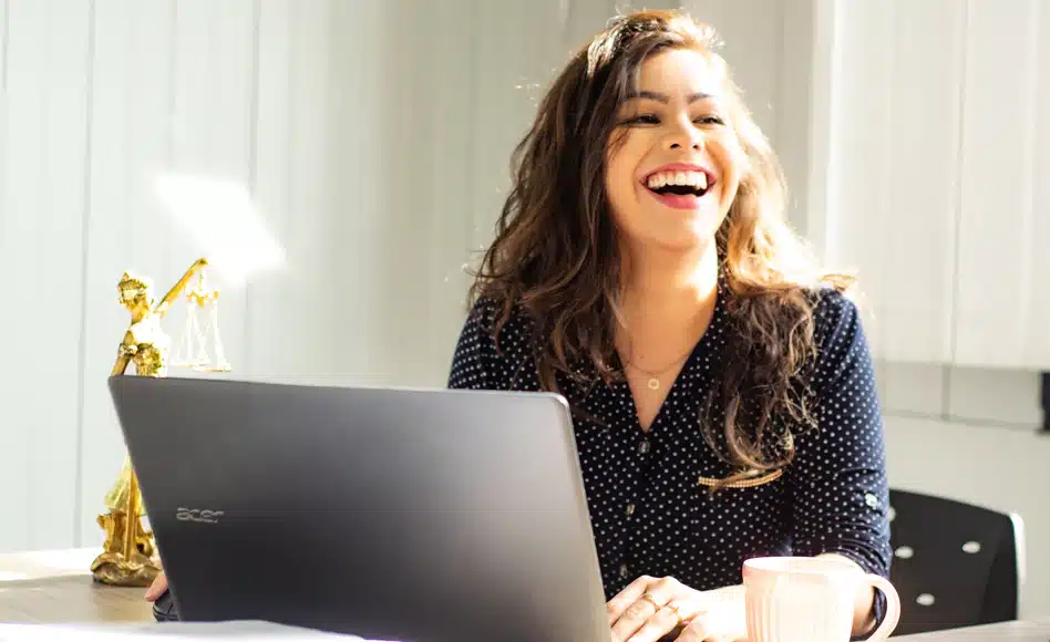 Women computer business laughing