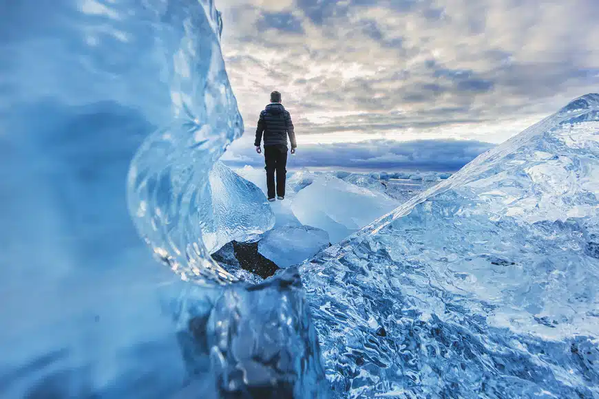 ice water man walk