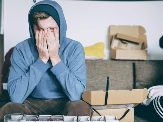stressed man in house stressed man in house