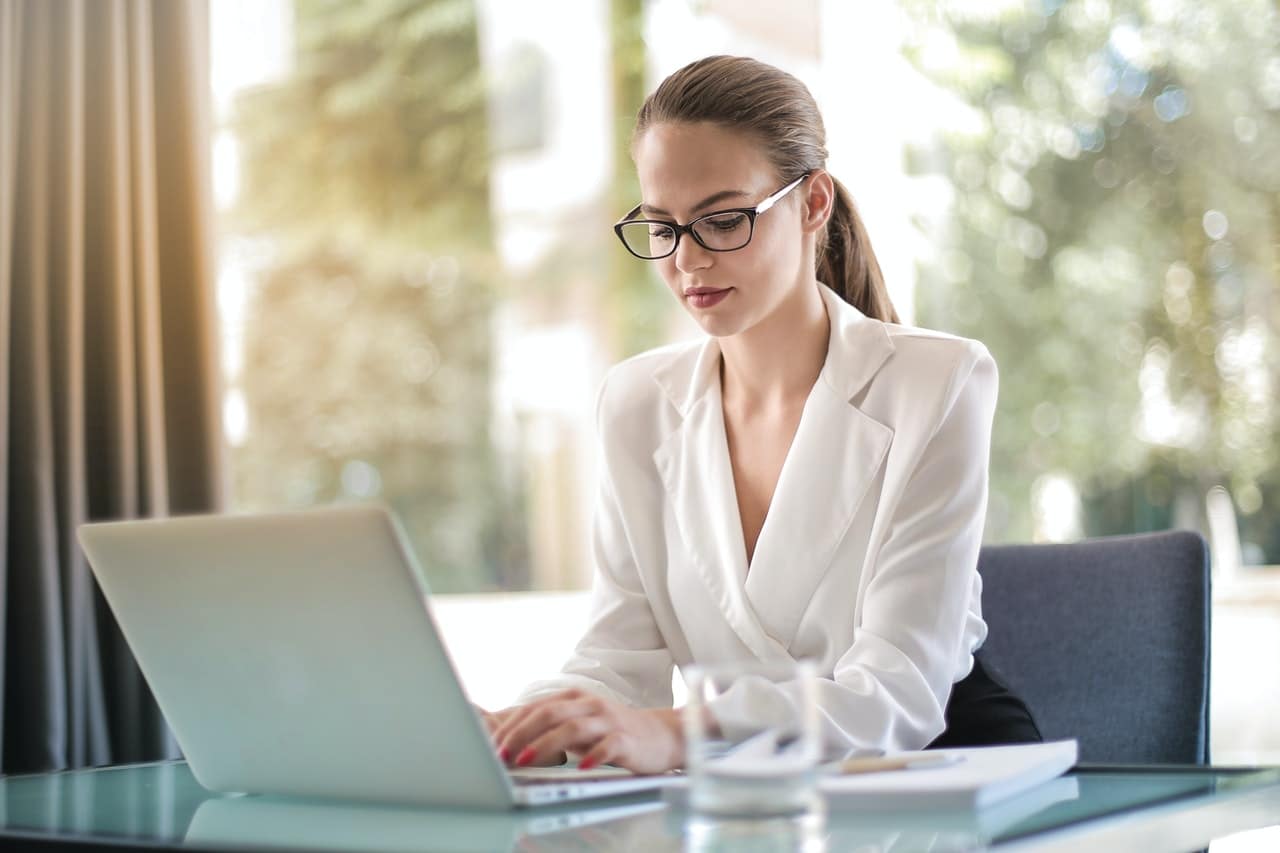smart woman at computer