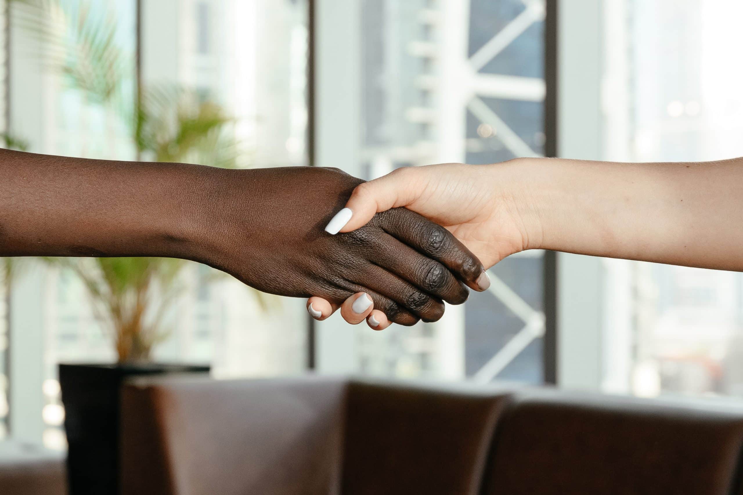 black and white handshake