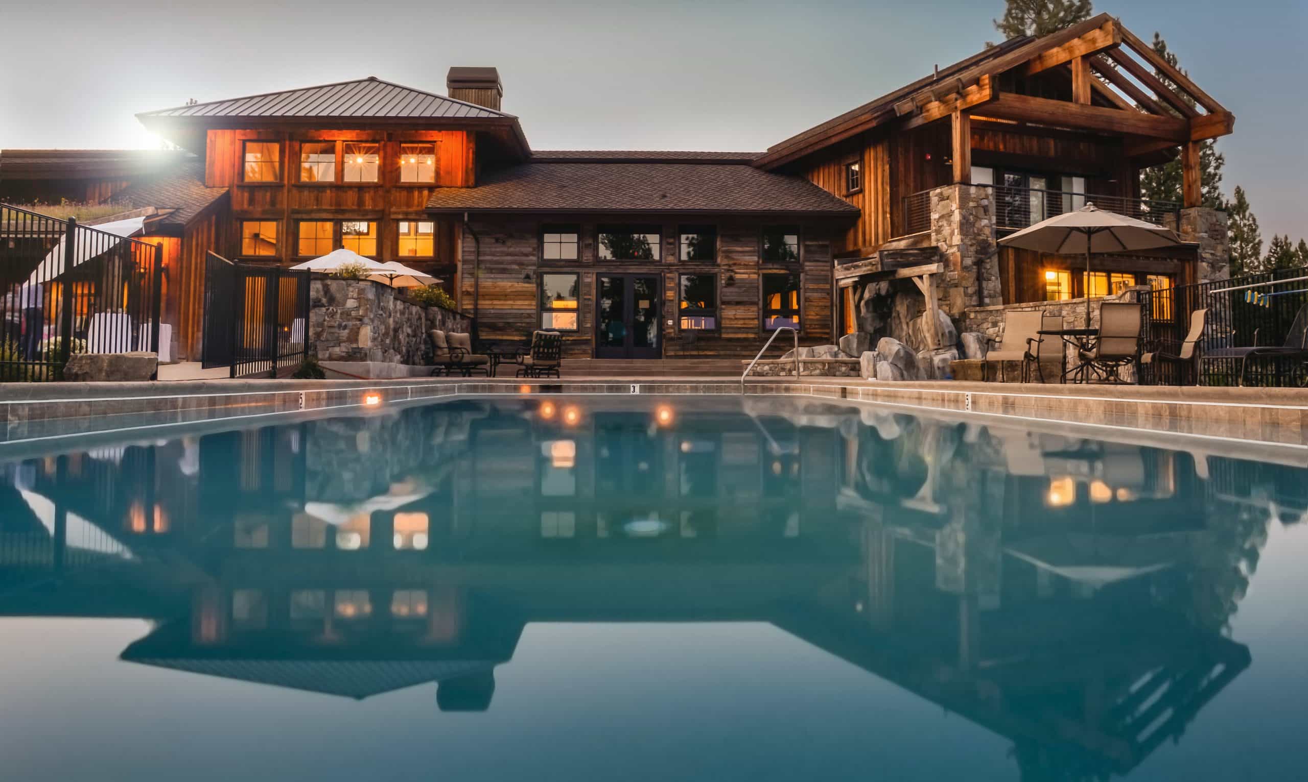 mansion with a pool house