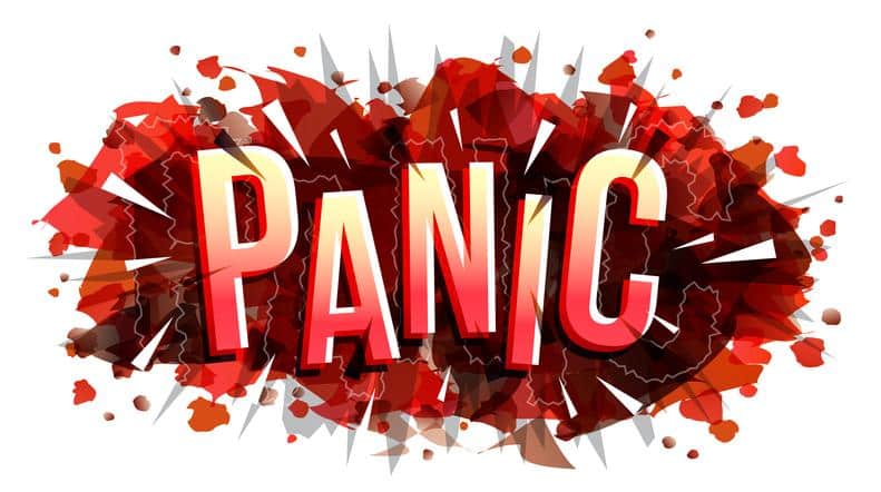 The word ”Panic” on a red abstract background
