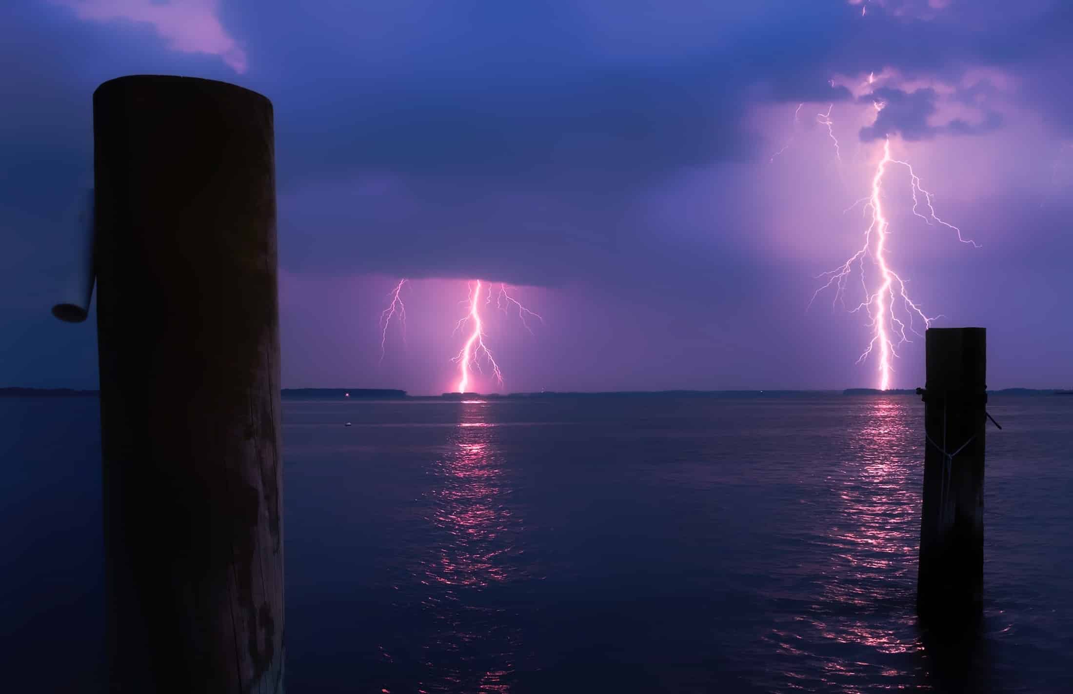 ocean storm lightning night