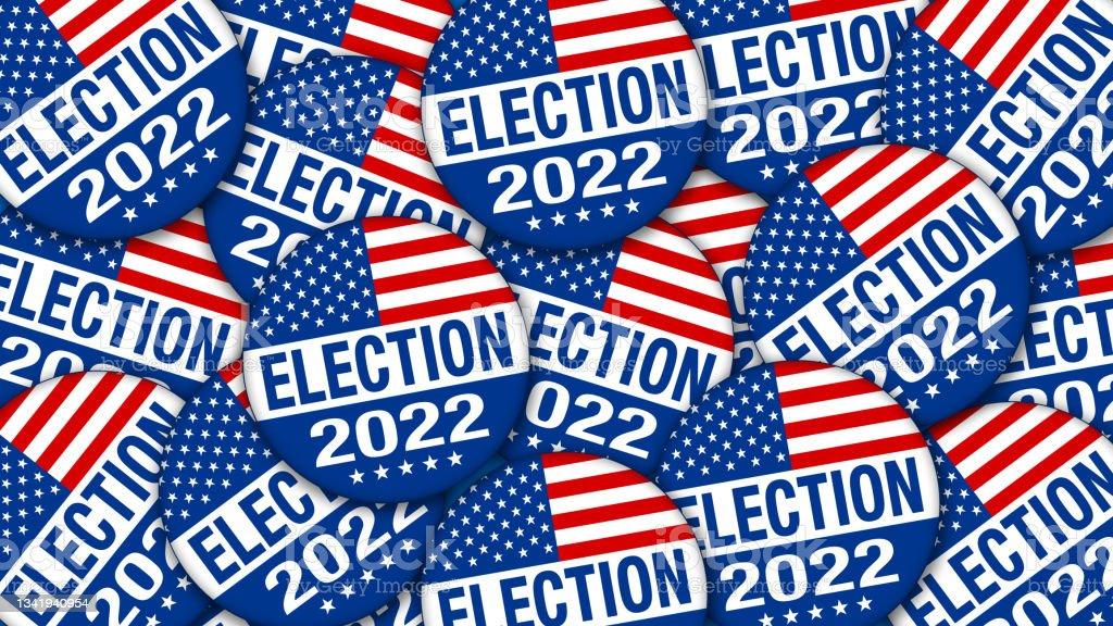 2022 Election campaign buttons with the USA flag – Illustration