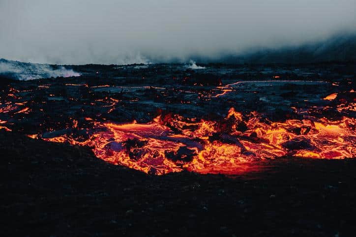 Glowing Magma Iceland Lava Landscape Fagradalsfjall Volcano