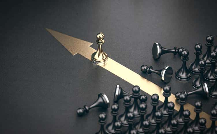 Outsider concept. Beating competitors and dominate the market.