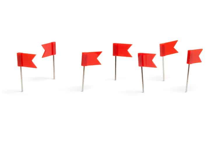 Red flag push pins
