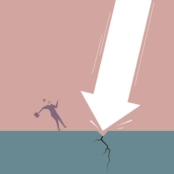 The huge arrow slammed to the ground. The businessman panicked.