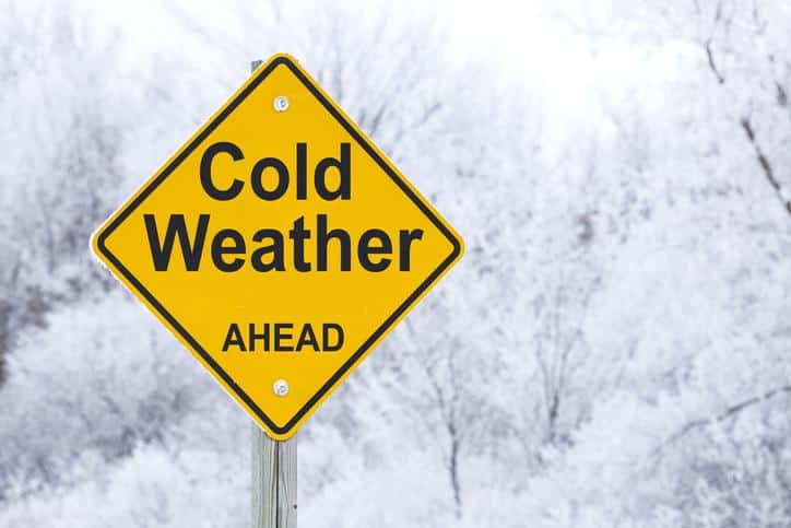 Cold Weather Ahead Road Warning Sign