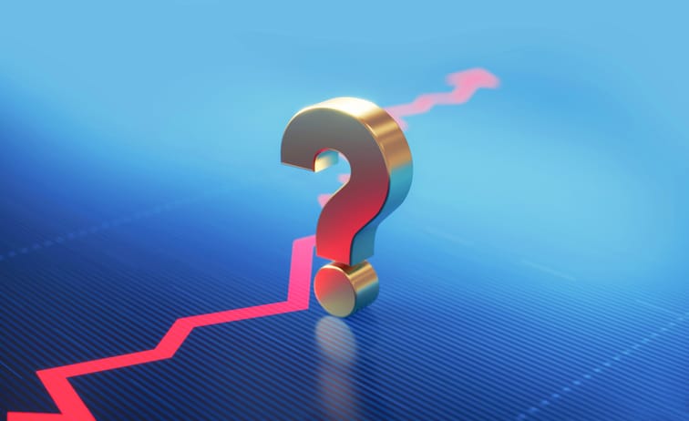 Question Mark Standing Over A Financial Graph