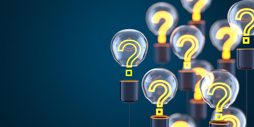 Innovation and new ideas lightbulb concept with Question Mark