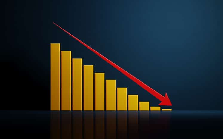 Yellow Financial Growth Bar On Dark Blue Background