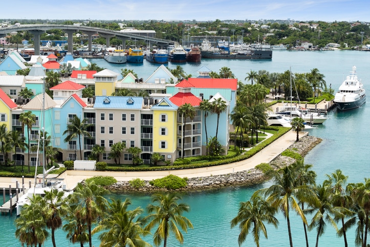 Paradise Island – Nassau, Bahamas Aerial Vibrant Color Condos
