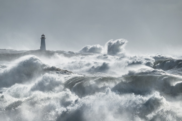 Turbulent ocean lighthouse