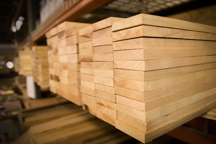 A Stack of Wood on the Shelf in a Woodshop