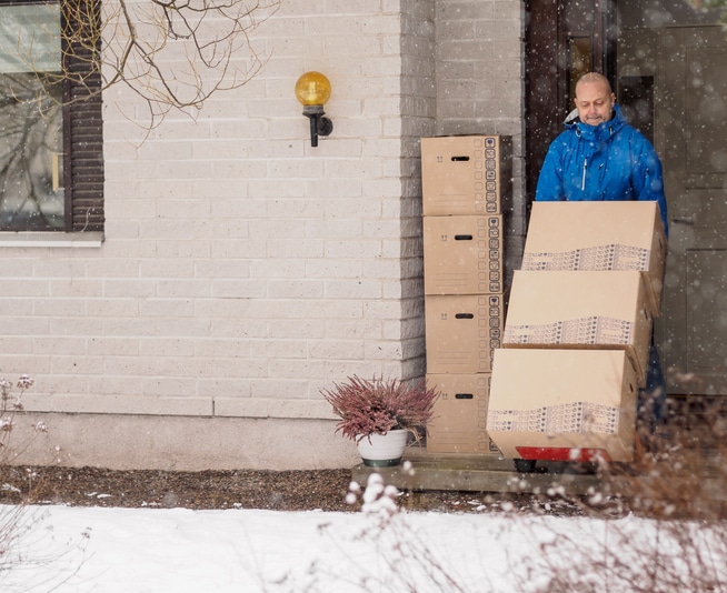Man using the 2 wheel dolly