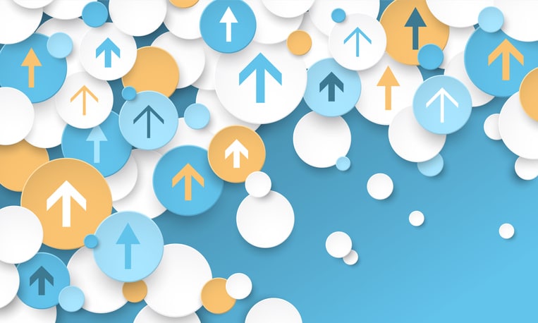 BUSINESS GROWTH INCREASE colorful business concept with up arrows