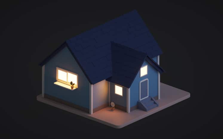 3D cartoon house, residence house, 3d rendering.
