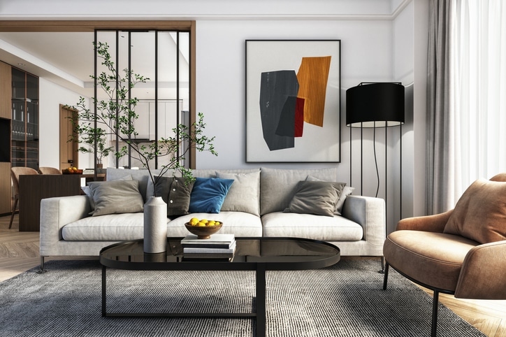 Modern living room interior – 3d render