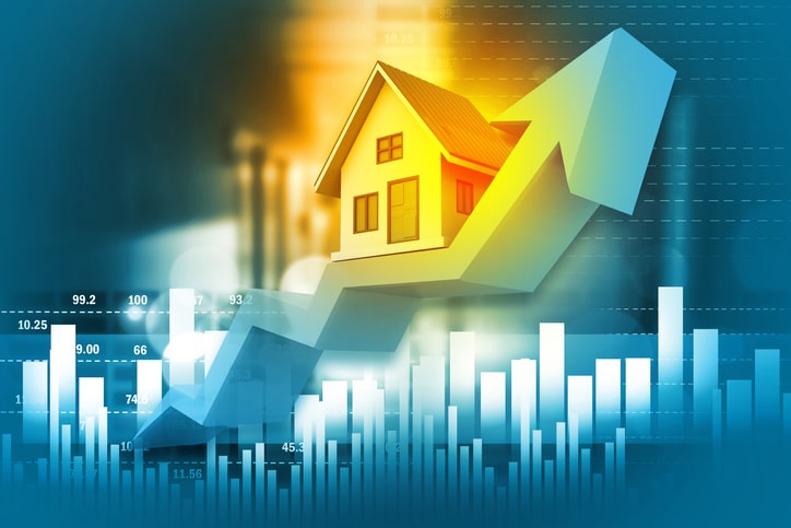 Real estate growth chart. 3d illustration