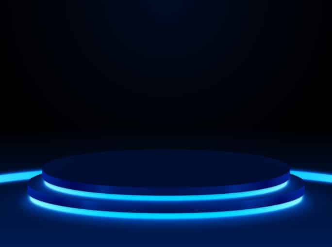 Blue Dark Glow Light Platform Stand Podium