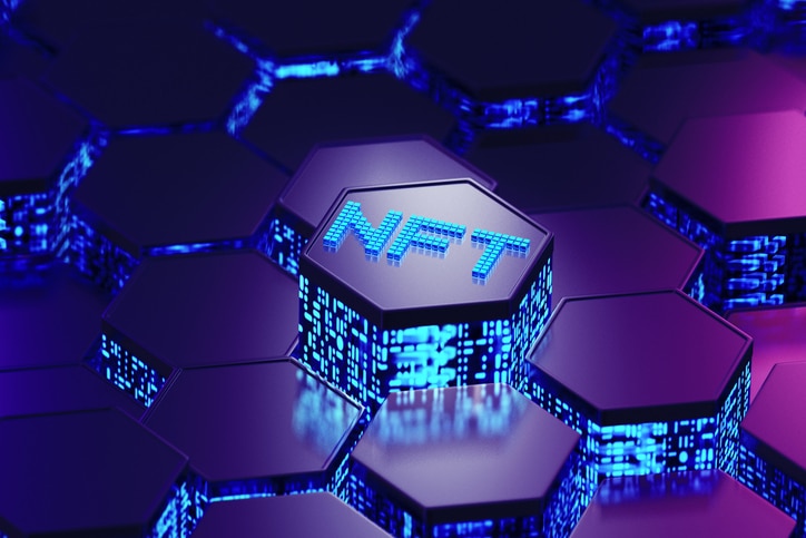 NFT. Hexagons Pixelated Concept