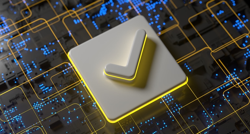 Check mark sign technology cloud computing data information internet voting