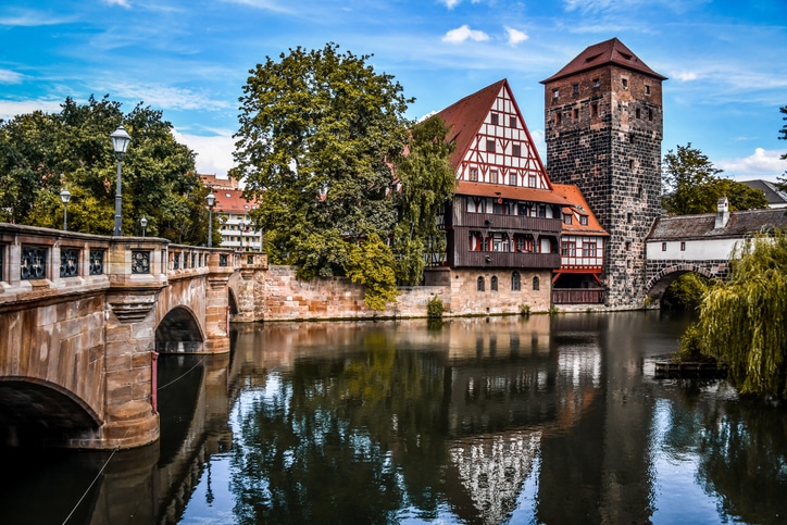 Scenic View Of Old Town And Hangman’s Bridge Over Pegnitz River In Nuremberg, Germany