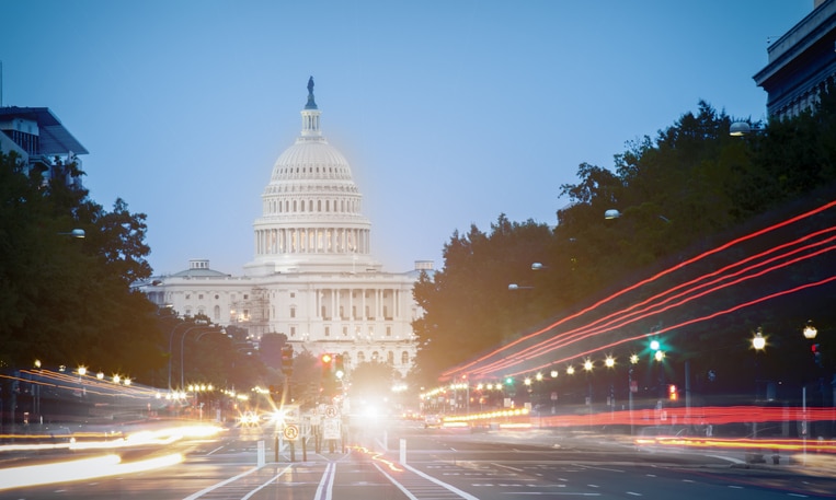 the Capitol at night
