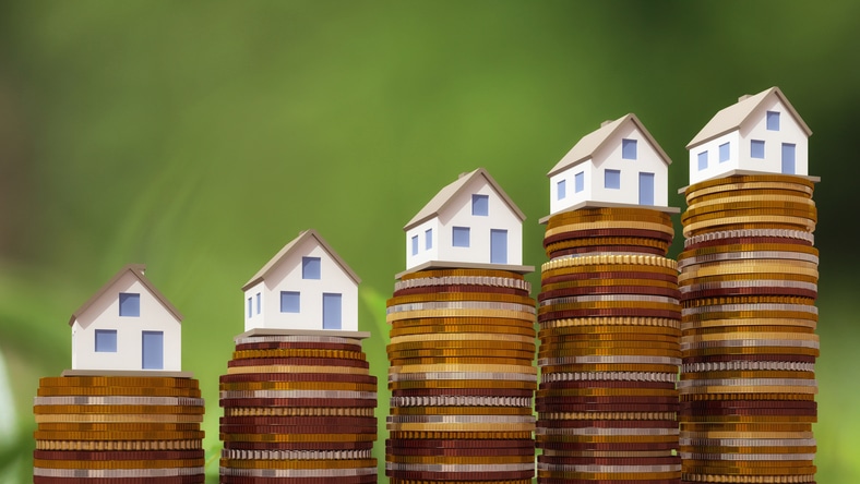 Concept by money house from coins