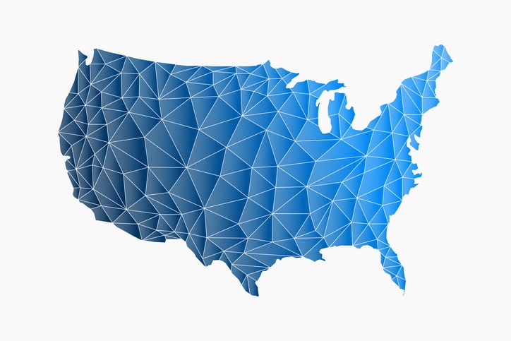 America Triangle Network Map. Vector logo Illustration USA National Expansion Growth Housing Real Estate