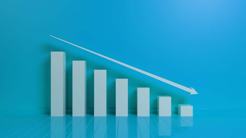 Going Down Bar Chart On Blue Background Decline In Single Women Buying Homes