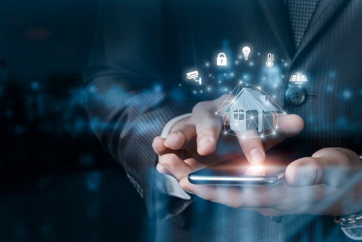 Concept of smart home control via mobile device . Smart Home Gen Z New Home Purchase