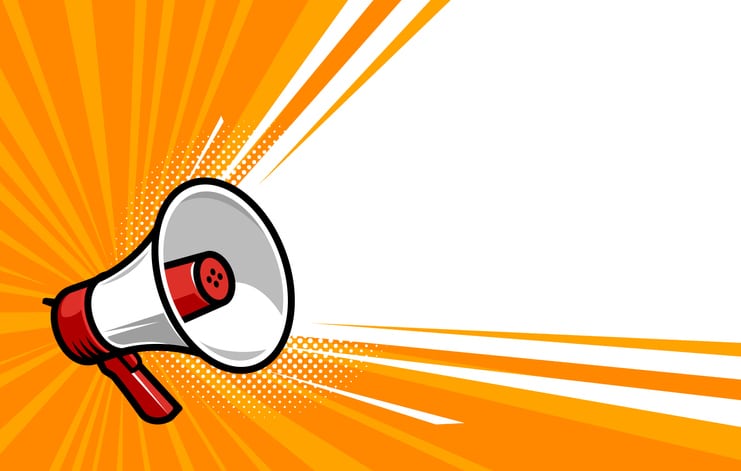 Megaphone, loudspeaker. Speaker, social media, advertising and promotion symbol. Marketing concept vector illustration Announcement New Hire
