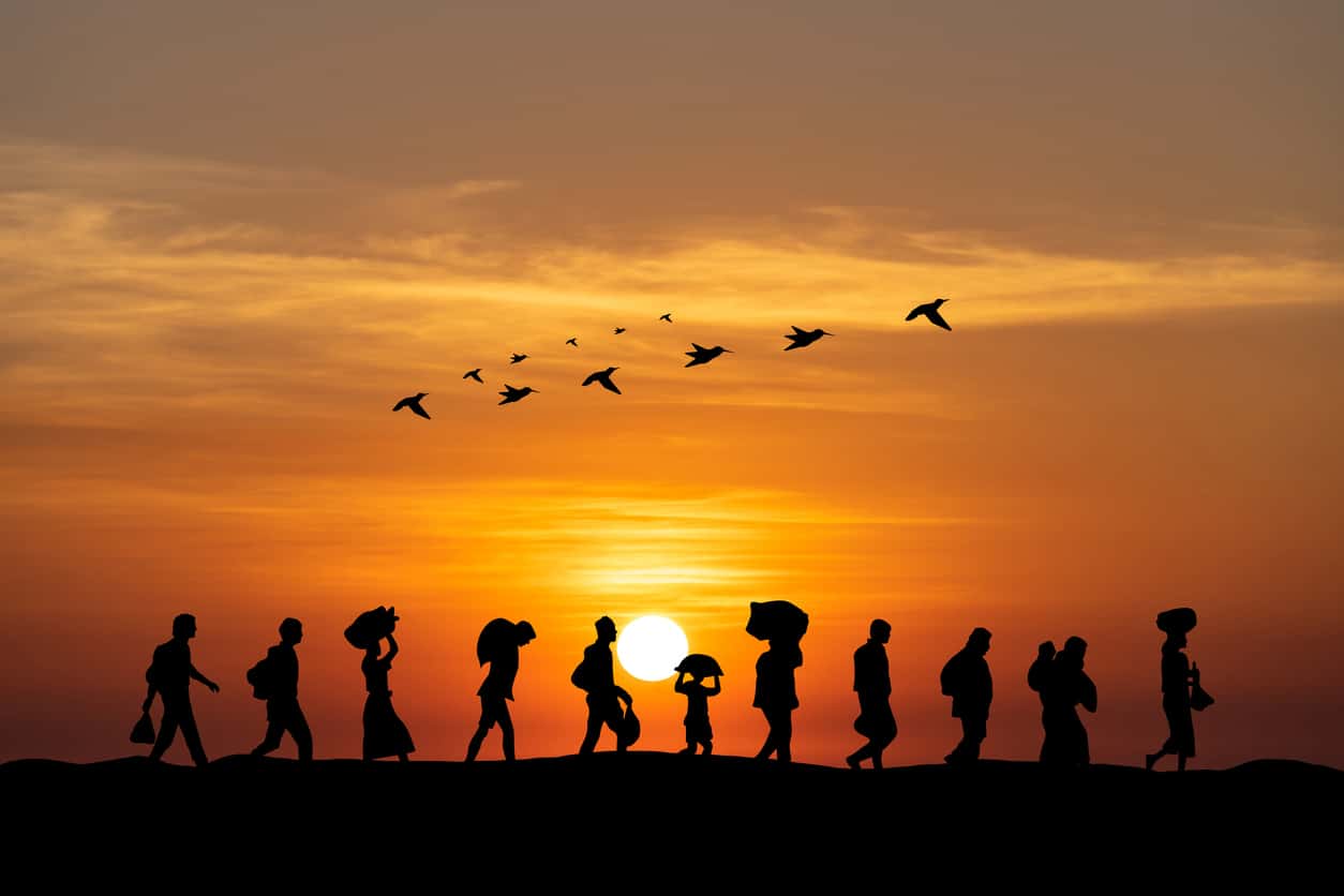 Refugees and immigrants going for a new life.