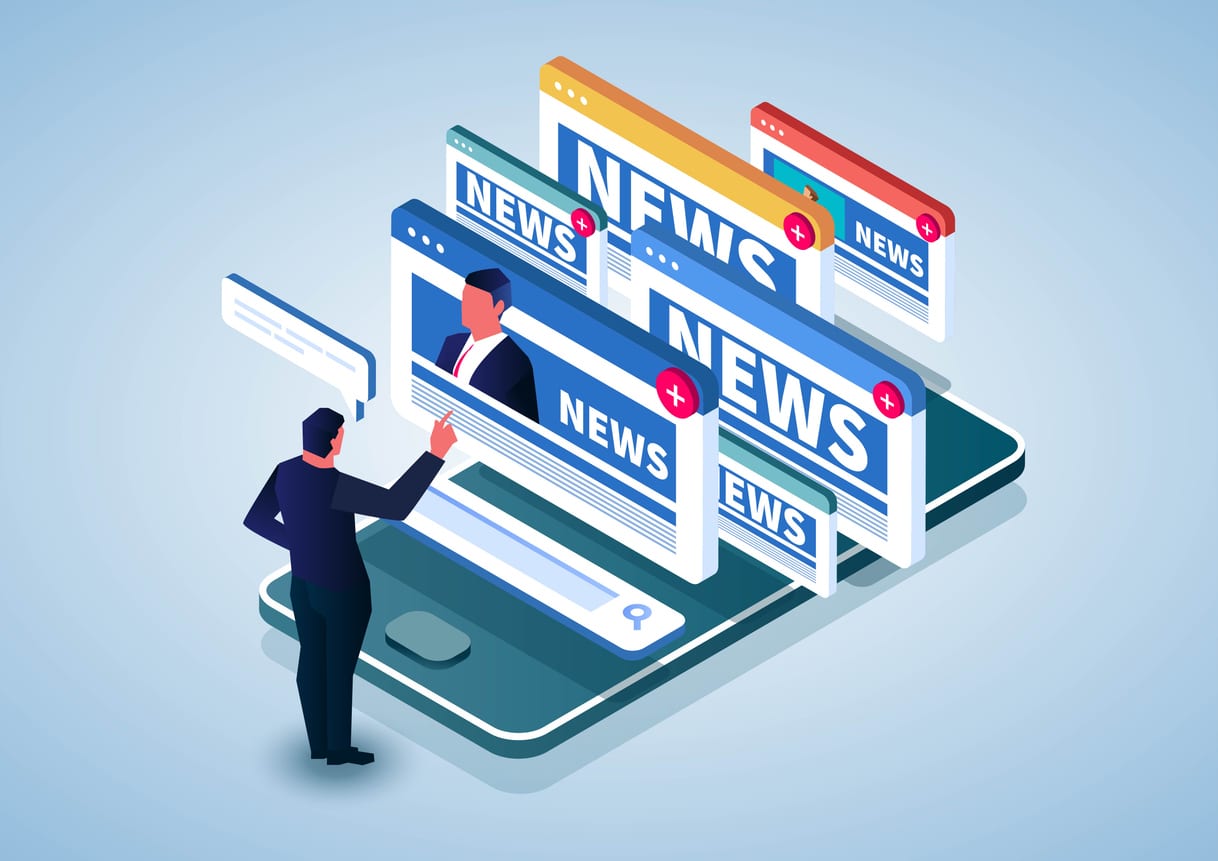 Online news search and reading, news updates, news websites, information on newspapers, public events, events, announcements on smartphone screen