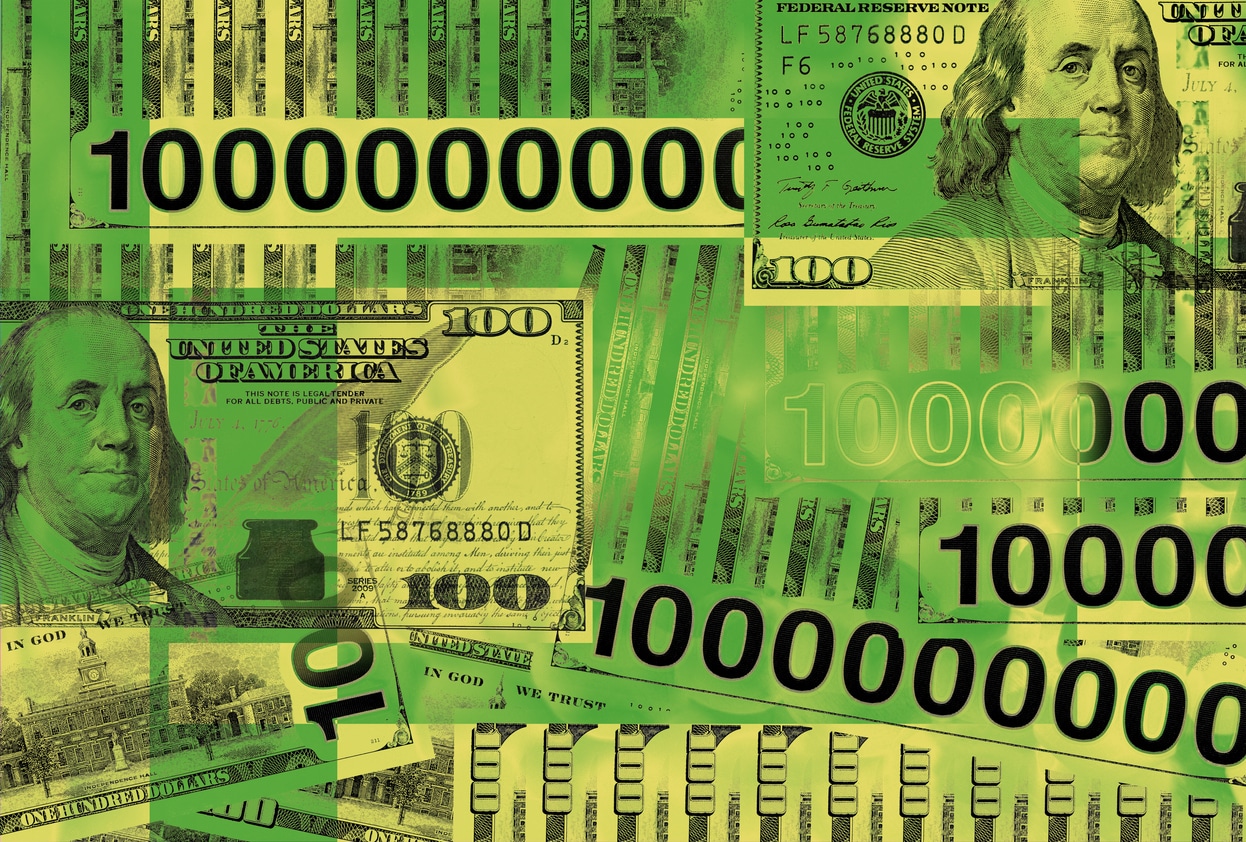 Conceptual image of several billion dollars