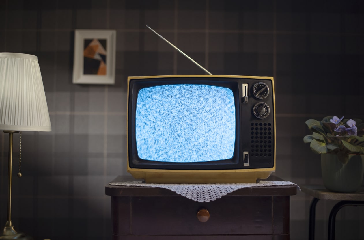 1970’s style room with tv
