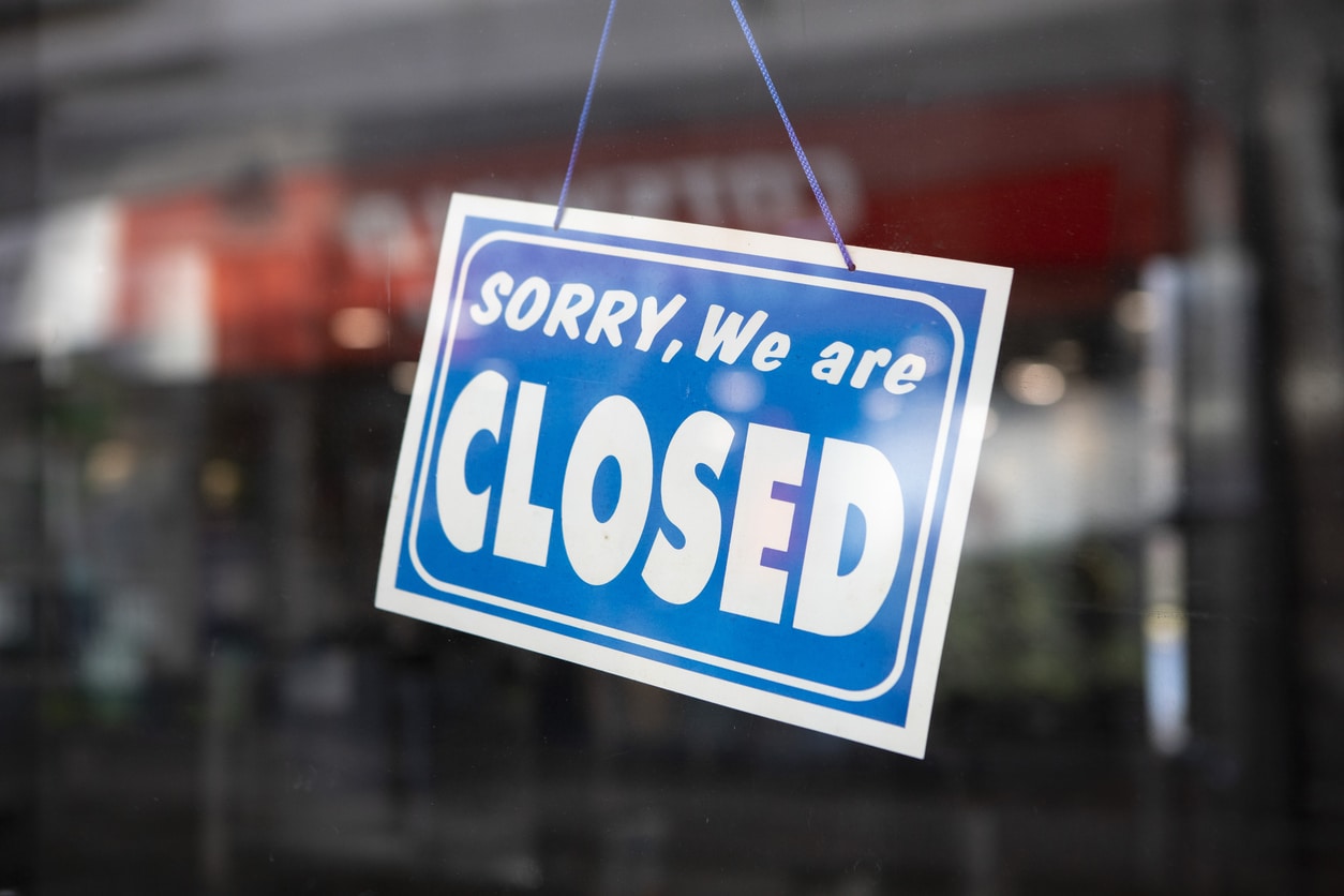 Closed sign in shop window