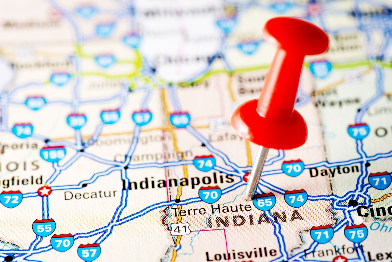 USA states on map: Indiana