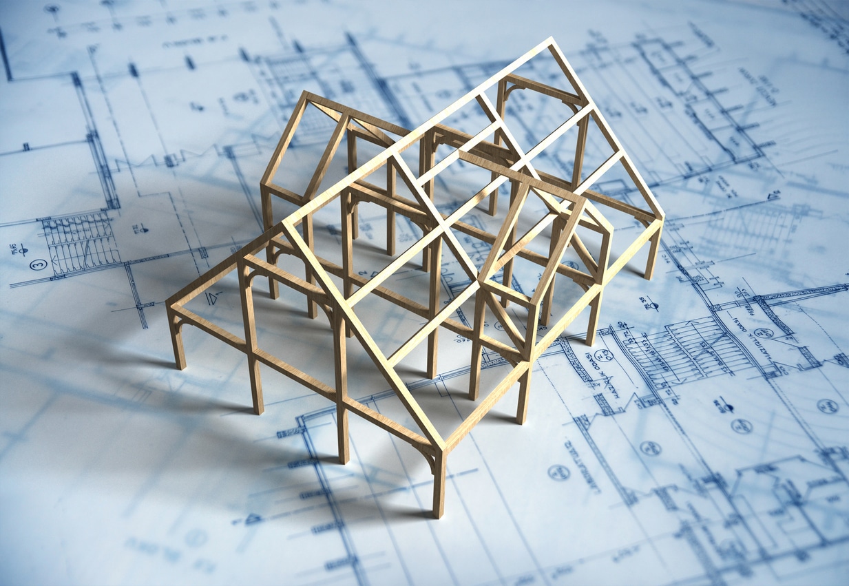 Model House and Blueprint Model House and Blueprint